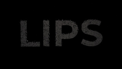 Text lips printed on the wet glass on black background | Lip commercial