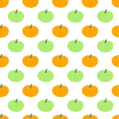 Pumpkin seamless pattern. Colorful pumpkins on a white background.