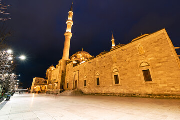 Fatih Mosque at night in Istanbul. Ramadan or islamic background photo