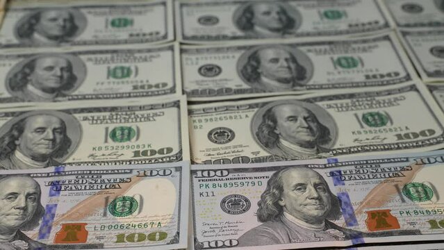 Dollar bills, money background. 4k footage