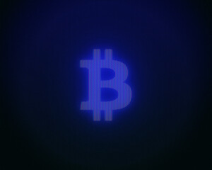Digital cryptocurrency symbol isolated in dark background in old tv screen style. - obrazy, fototapety, plakaty