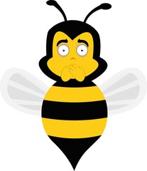 Vector character illustration of a cartoon bee covering his mouth with his hands