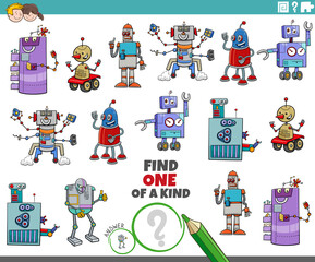Fototapeta premium one of a kind game with cartoon robot characters