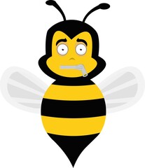 Vector illustration of a cartoon bee with a zipper in his mouth