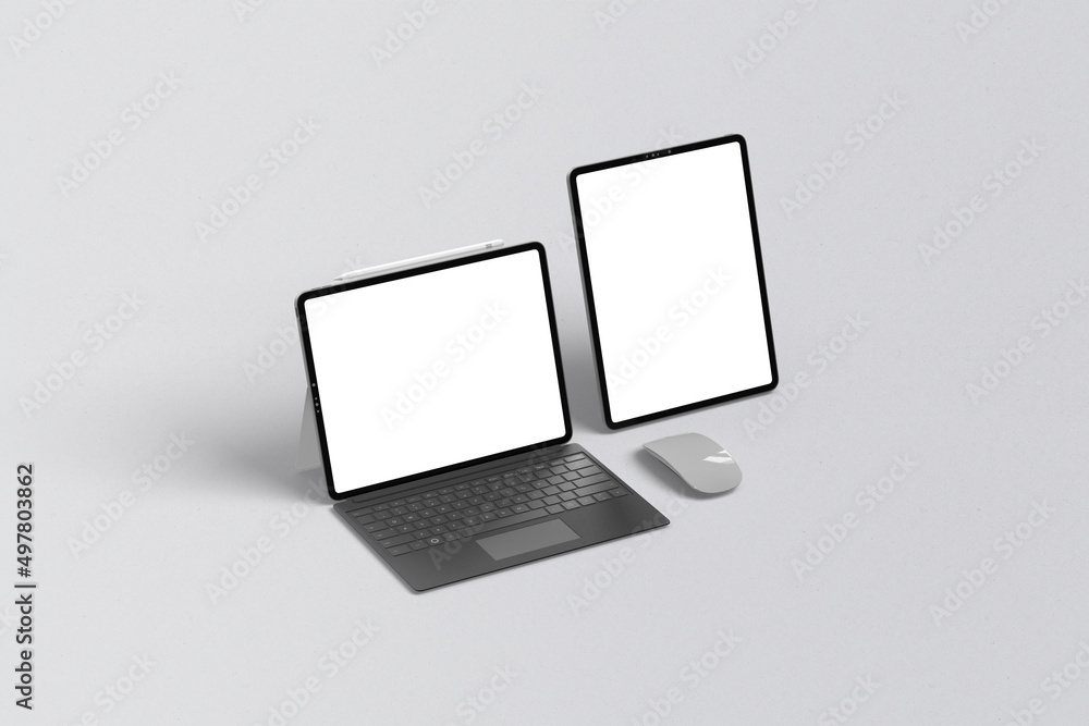 Poster tablet isometric perspective view. template for infographics or presentation ui design interface. bl