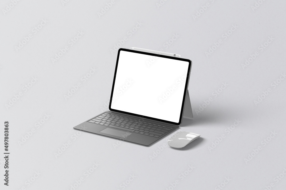 Poster tablet isometric perspective view. template for infographics or presentation ui design interface. bl