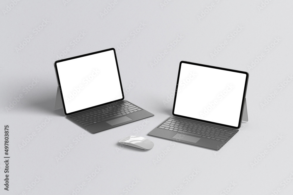 Aufkleber tablet isometric perspective view. template for infographics or presentation ui design interface. bl