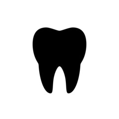 Tooth icon. Human tooth. Symbol of doctor dentist and treatment. Isolated raster illustration on white background.