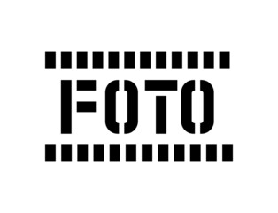 Protect from radiation sign (FOTO). Product packaging marking. Warning symbol. Isolated raster illustration on a white background.