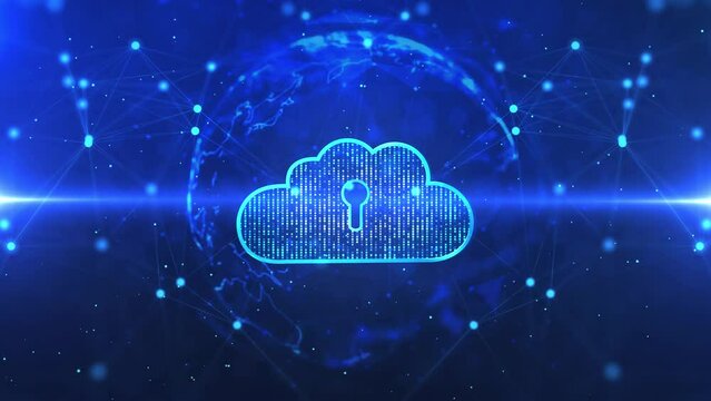 Hi-tech Cloud Computing Database Storage Services Web Technology Loop background. Futuristic business network. artificial intelligence, 5g high-speed connection data analysis abstract background.