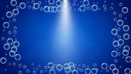 Suds bubble. Detergent bath foam and soap for bathtub. Shampoo.