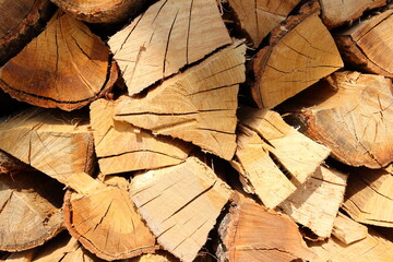 冬の暖炉ストーブの燃料　焚き木のクヌギの木
Winter fireplace stove fuel firewood oak tree　