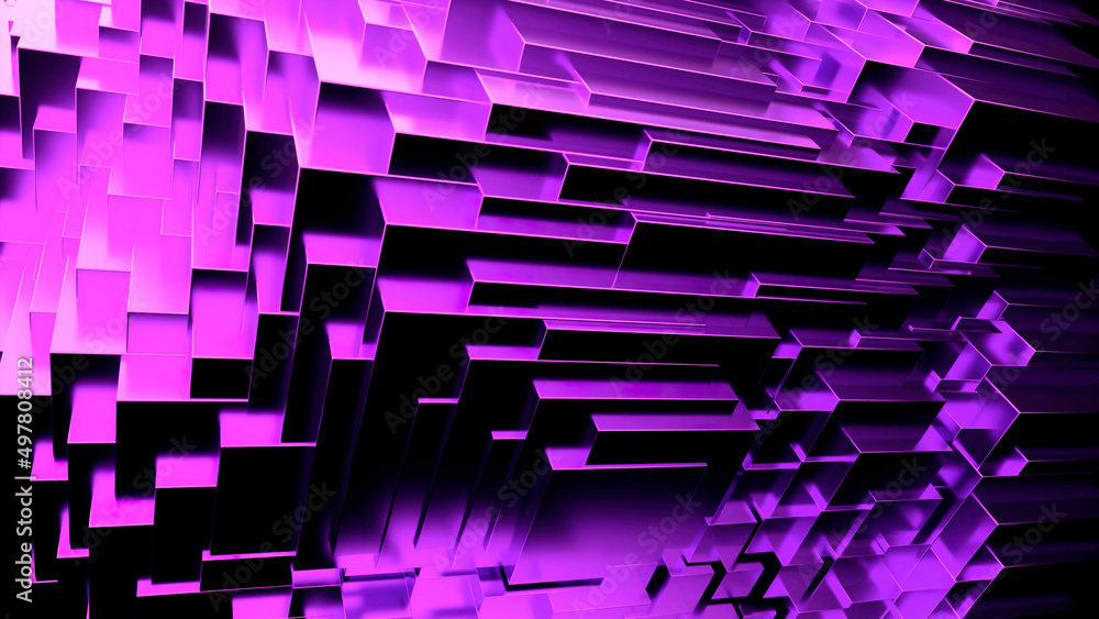 Poster pulsating cubic texture background, seamless loop. design. waving moving up and down pillars.