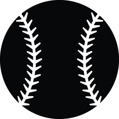 Baseball ball vector art silhouette graphic isolated on white background
