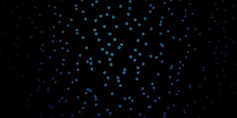 Dark BLUE vector background with small and big stars.