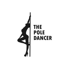Sexy pole dancer pose simple black vector silhouette illustration.