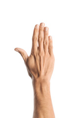 Fototapeta premium Young male hand on white background