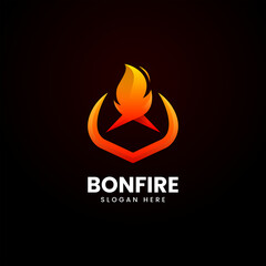 Vector Logo Illustration Bonfire Gradient Colorful Style.