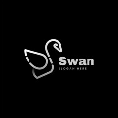 Vector Logo Illustration Swan Gradient Line Art Style.