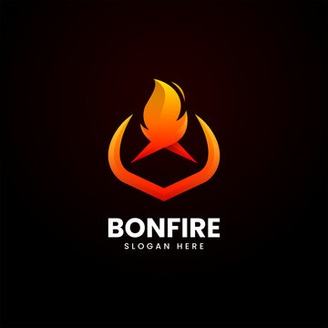 Vector Logo Illustration Bonfire Gradient Colorful Style.