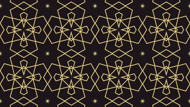 Looping abstract Islamic pattern kaleidoscope animation background