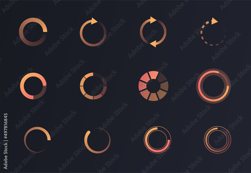Poster loading circle set. collection of elements for games and applications, website design. icons for soc
