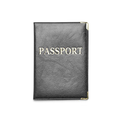 Black passport on white background