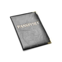 Black passport on white background