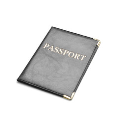 Black passport on white background