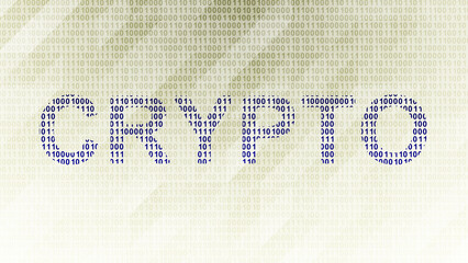 Crypto icon on binary code ( array of bits ). Illustration.
