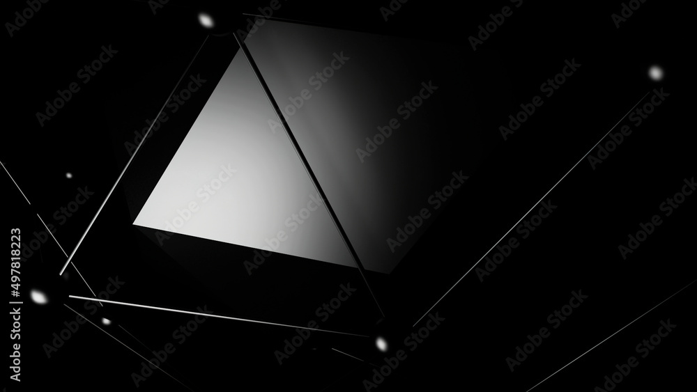 Poster moving triangles with lines and dots. design. triangular plates oscillate with lines and dots. trian
