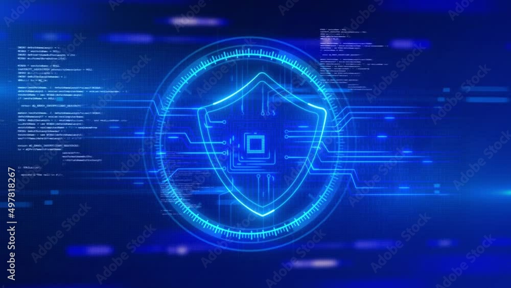 Poster shield icon cyber security, digital data network protection, future technology connection background