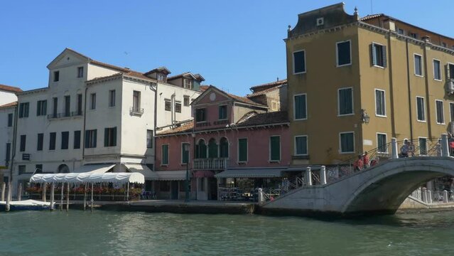 Travelling along the Grand Canal in Venice