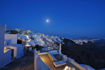 Imerovigli village at night, Santorini, Greece