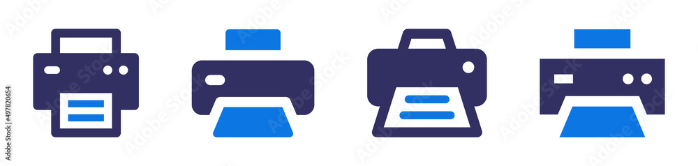 Poster Printer icon set. Print out document icon vector isolated on white background.