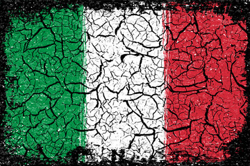 ひび割れしたイタリア国旗のペイントベクター素材