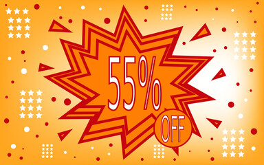 55% off. explosion banner for price reduction for stores and sales