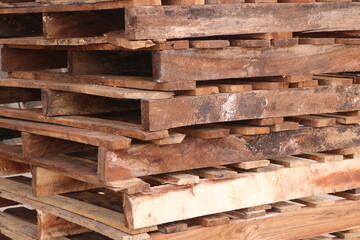 Stack of empty pallets during the supply crisis 2022. 
