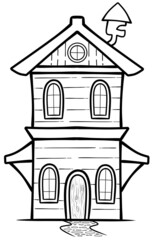Hand drawn house or home coloring page for kids