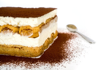 Fresh Tiramisu Cake,  white background