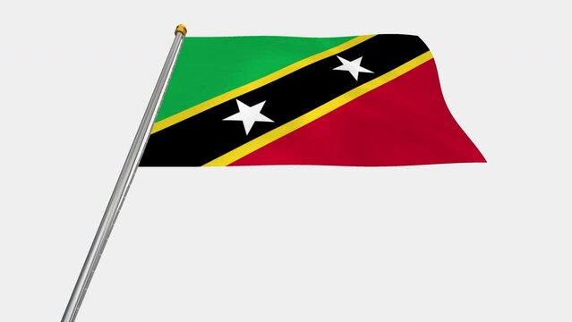 A loop video of the Saint Kitts and Nevis flag swaying in the wind from below.
