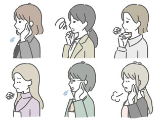 困る若い女性の横向き上半身セット（仕事向きの服装）