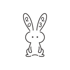 2023年卯年　正面を向いたシンプルなうさぎのイラスト