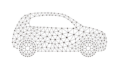 Concept of the car, point and line compose are connected to a car