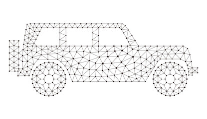 Concept of the car, point and line compose are connected to a car