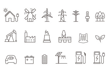 Power and energy vector icons set