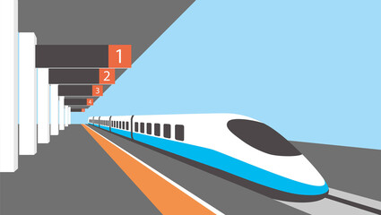 Platform of railway station with hight-speed train © hakule