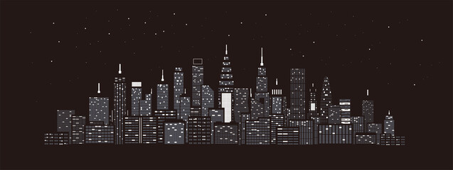 Modern City Skyline on black background