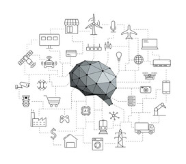 Artificial intelligence connects the future, vector illustration