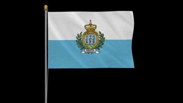 A_loop_video_of_the_San_Marino_flag_swaying_in_the_wind_from_a_frontal_perspective.